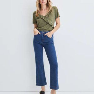 Veronica Beard Carson High Waist Ankle Flare Jeans (Washed Oxford)